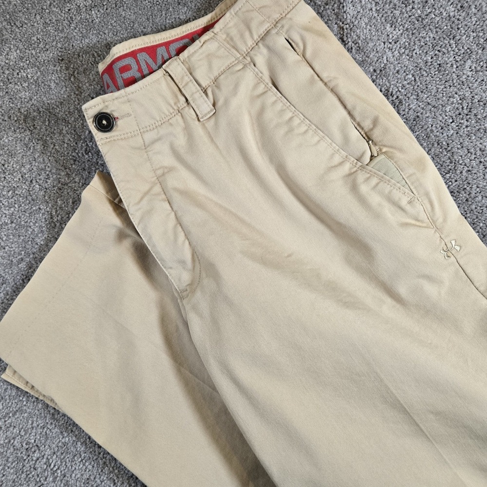 Under Armour Pants Mens Golf Pant 34x32 Khaki Golf Performance Nylon Stretch